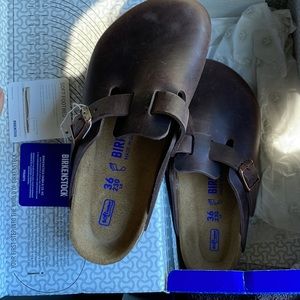 Birkenstock Boston, oiled leather in Habana, regular width
